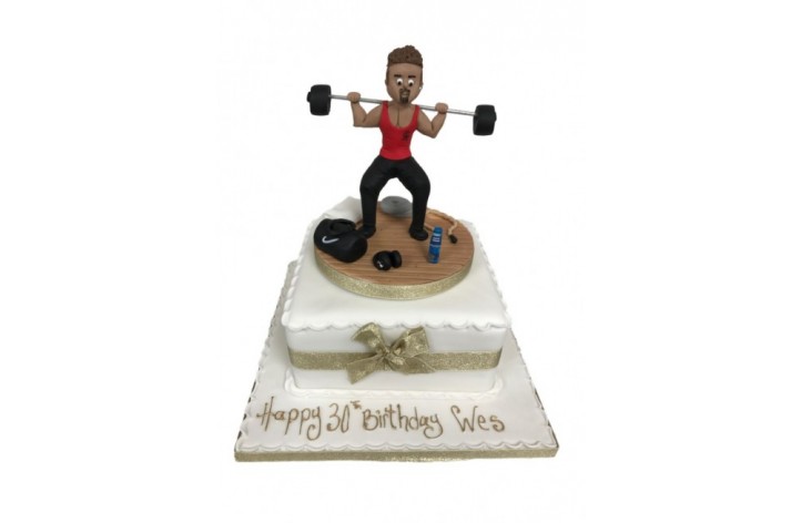 Weight Lifting Figure Cake & Accessories 